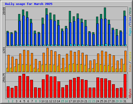 Daily usage for March 2025
