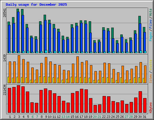 Daily usage for December 2025